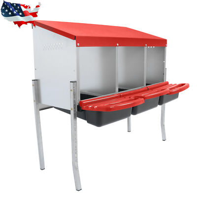Chicken Nesting Boxes 3 Holes With Metal Legs Roll Out Laying Eggs Nesting Box