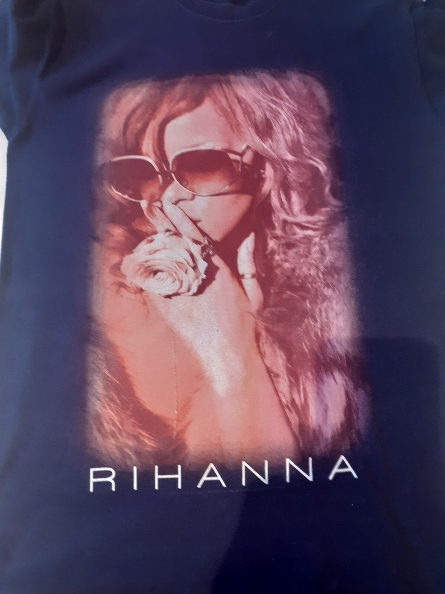 Rihanna Loud Tour T Shirt.Spellout. Front & Back Print. Blue