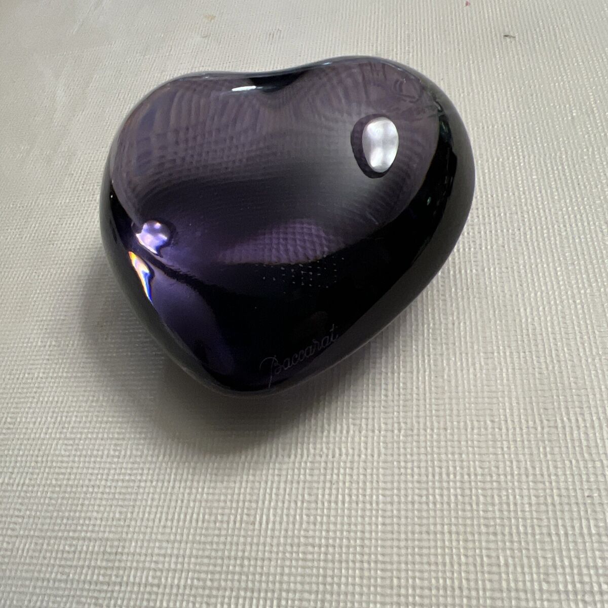 Authentic Baccarat Purple/Amethyst Crystal Puffy Heart 3 Authentic Baccarat Purple/Amethyst Crystal Puffy Heart 3