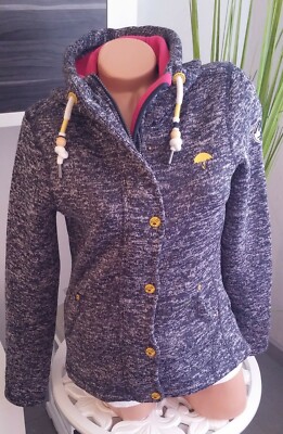 Schmuddelwedda Jacke Gr. XS 34 marine blau meliert pink Kapuzenjacke
