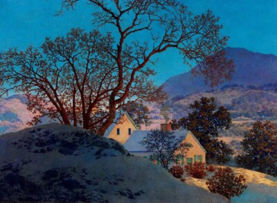 Early Morning First Snow Art Print – Maxfield Parrish – 1908