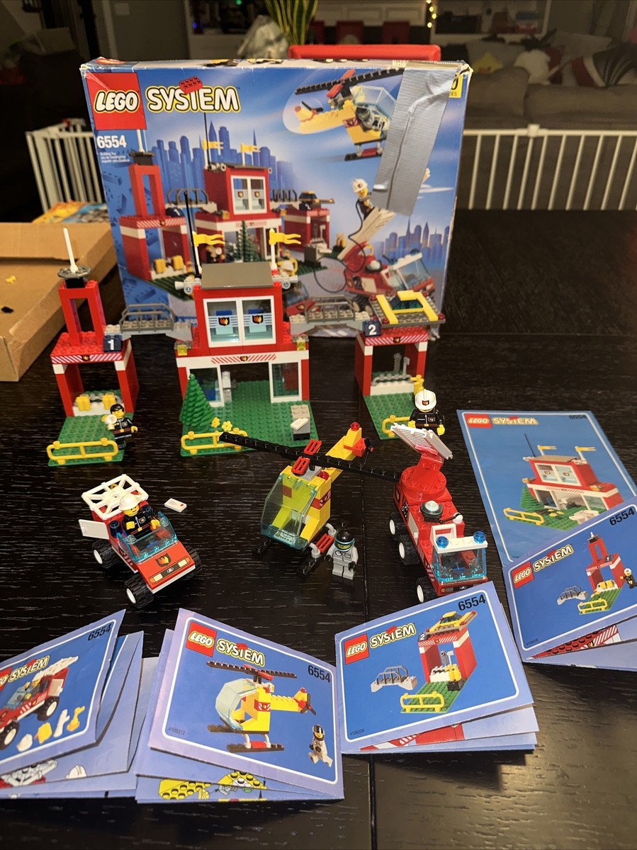 Vintage Lego Set 6554 Blaze Brigade Firemen Mini Figures Box, inst