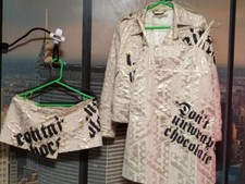 Vintage Miss Sixty Luxury dress, mini skirt and jacket printed Gold set