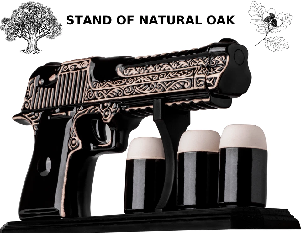 Pistola jarra de whisky de cerámica 16,9 OZ y vaso de chupito alcohol fresco regalos para hombres Foto 2 de 4