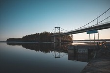 Landscape finland road lake nature bridge water Custom Gaming Mat Desk