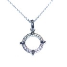 925 sterling silver lab grown diamond .17ct circle pendant necklace ship wheel — photo 3
