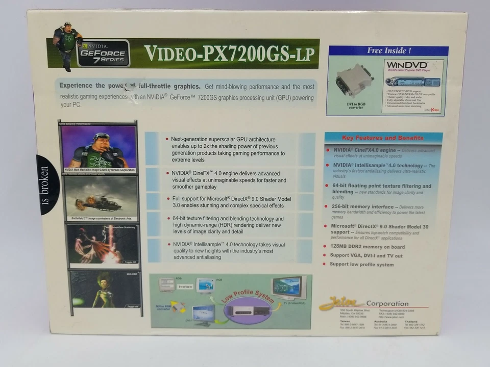 JATON GeForce 7200GS 128MB GDDR2 PCI Express x16 Low Profile Ready Video Card wi - Image 2 of 4