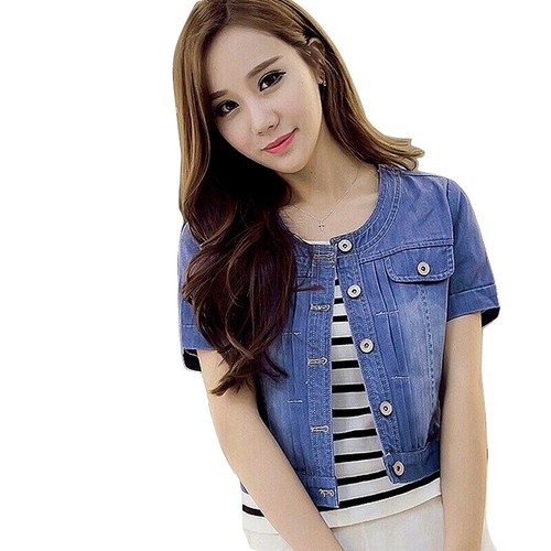 Vintage Cropped Women Denim Jacket 