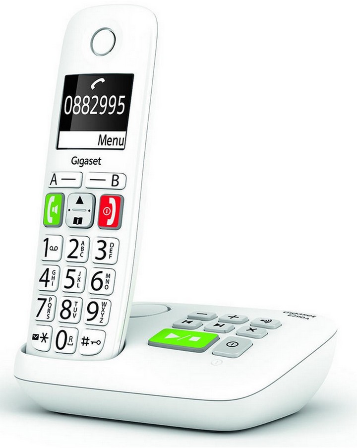 Téléphone DECT Gigaset E290A blanc avec répondeur et audio amplifié