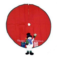 Holiday Time Red Felt Snowman Christmas Tree Skirt Xmas Holiday