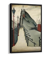 A FOOTBRIDGE, L..S. LOWRY - FLOAT EFFECT FRAMED CANVAS ARTWORK PRINT