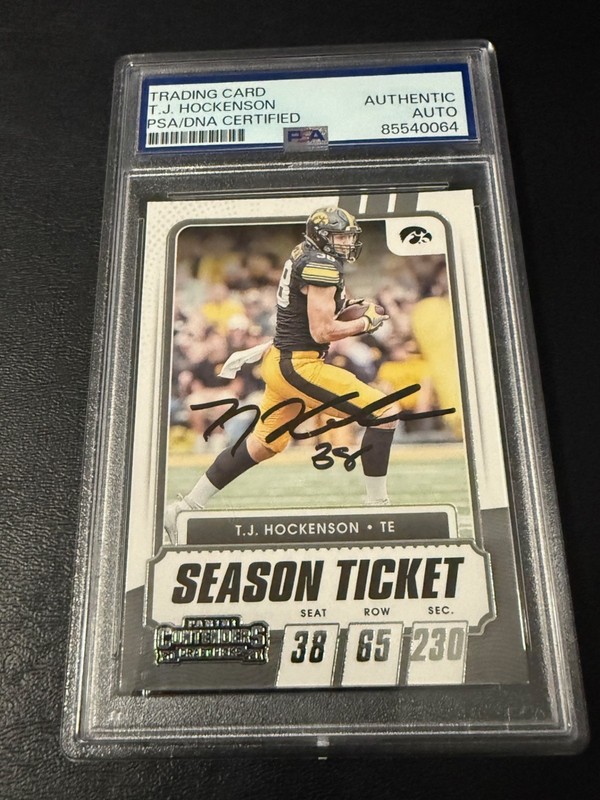 T.J. Hockenson signed autograph 2021 Panini Contend football card PSA slab Iowa