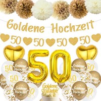 Luftballons Girlande Goldene Hochzeit 50. JubiläUm Dekoration Banner Tortendeko