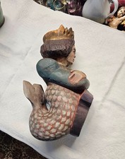 Seltene geschnitzte Holzfigur Galionsfigur? Meerjungfrau Fischfrau ca.48cm