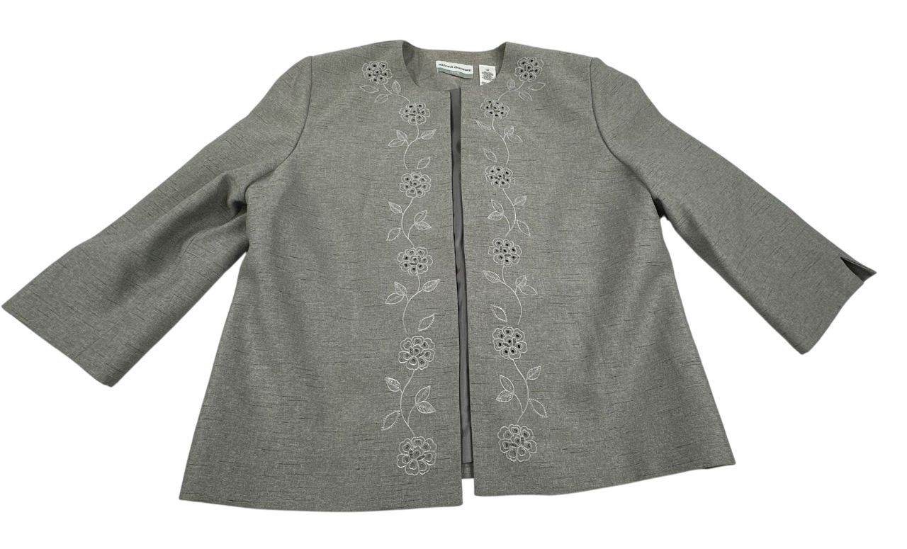Alfred Dunner Gray Embroidered Casual Blazer. Women's - Size 12P