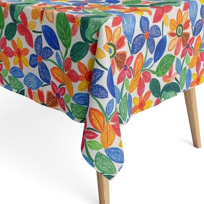 Jacquard Tischdecke beschichtete Baumwolle VELTRIX floral bunte Blüten 