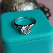 2 Ct Round Simulated Diamond Solitaire Engagement Ring In 14K White Gold Plated