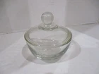 Vtg. Anchor Hocking Glass Trinket Dish w/ Lid Heavy Duty Marked AH