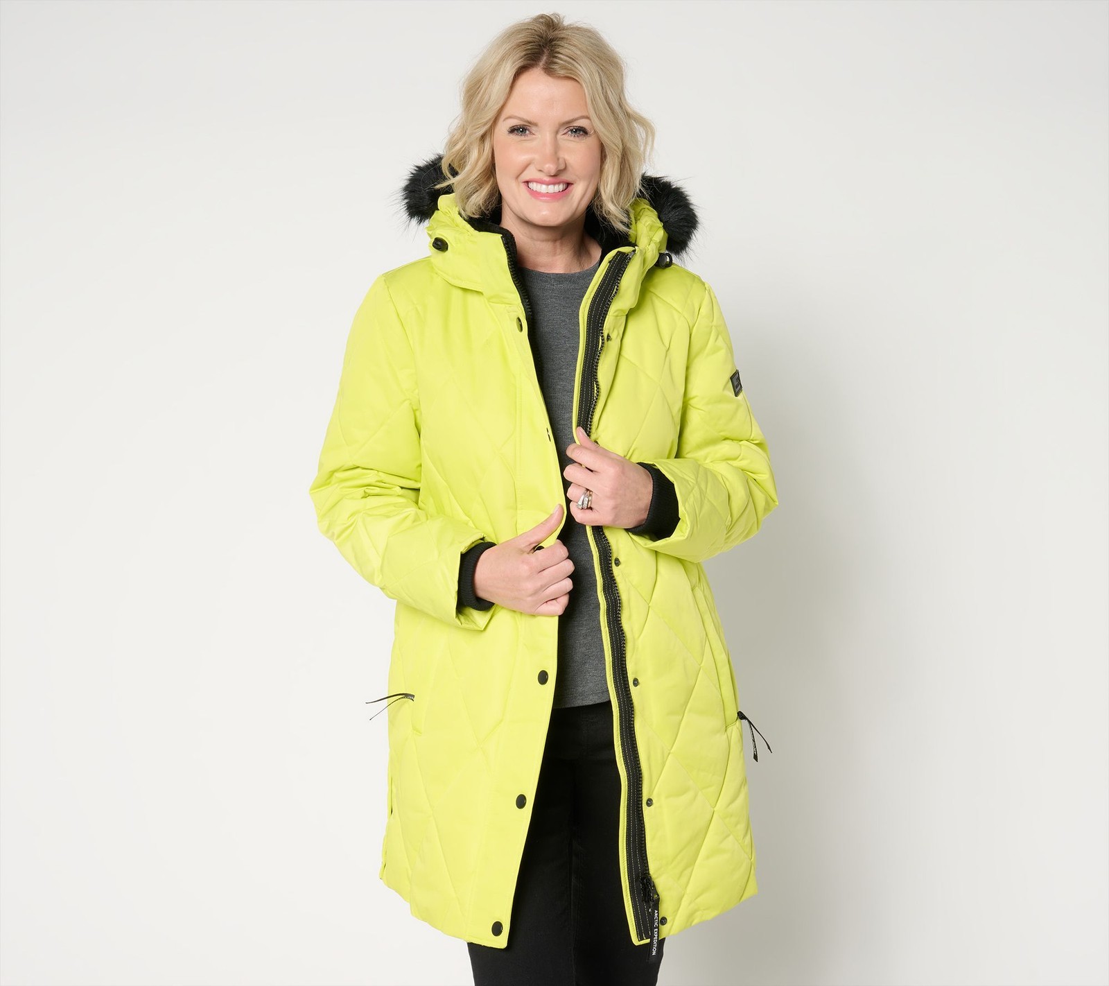 Arctic Expedition Women's Jacket Sz M Diamond Quilted Parka Green A661553