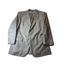 Jos A Bank Signature Blazer 44R Mens Charcoal Grey Wool Windowpane Sport Coat