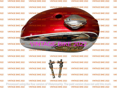 BSA A65 2 Gallon Cherry Chrome Steel Petrol Tank + Badge Cap /FIT FOR