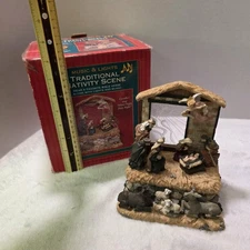 Nativity Scene Figurine with Animals, Lights and Music, Plays Silent Night 1996