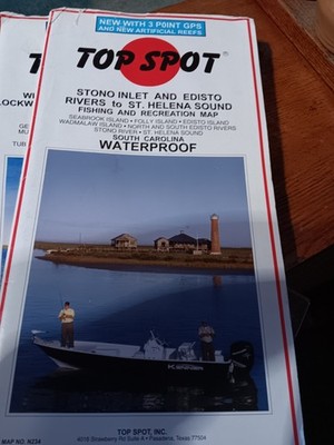 TOP SPOT N234 WATERPROOF MAP STONO INLET AND EDISTO RIVERS TO ST HELENA SOUND 