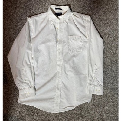 Lands End Mens Original Oxford Shirt White Button Down 15.5 32-33 100% Cotton