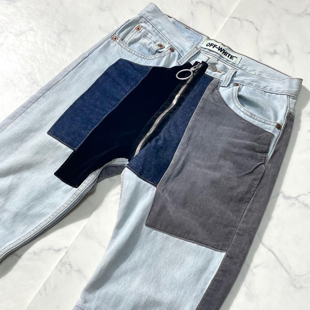 Men's Wear Off-White OFF WHITE LEVI S reconstructed patchwork denim pants thumbnail 4