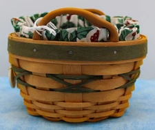 Longaberger 1999 Peppermint Tree Trimming Basket Set – Liner, Protector, Tie-On