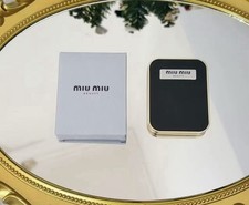 Miu Miu Beauty Compact Mirror Black And Light Blue Gold Tone Trim