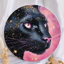 2D Flat,1pc 7.87x7.87 Inch Aluminum Pink Panther Round Wall Art - Waterproof & U