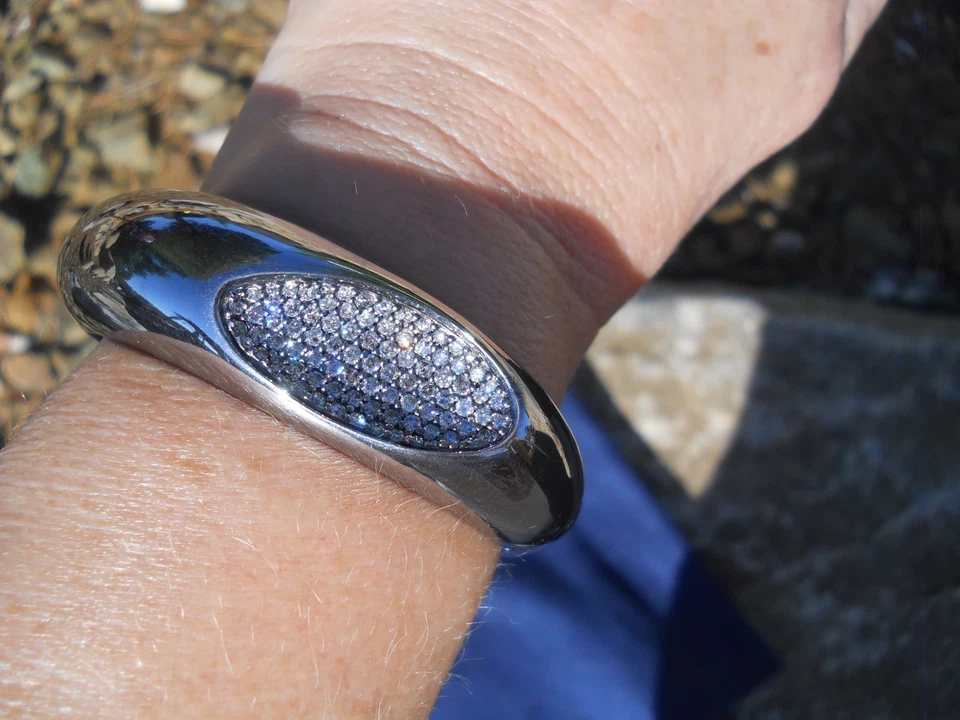 Brazalete/brazalete ROBERTO COIN plata esterlina y diamantes "CAPRI" OSCURO 51 g Foto 2 de 4