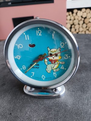 VINTAGE CHINA ANIMIERTER WECKER HERO KATZE KATZE BEWEGT AUGEN MOVING EYES BE