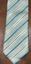 JOHN PEARSE Neck Tie Mens Blue White Stripe LONDON Silk