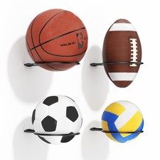 4 Pack Wall Mounted Metal Sports Ball Rack Holder Display Storage Organizer