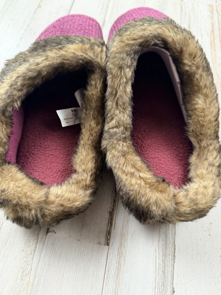 Totes Toasties NUEVAS zapatillas de espuma viscoelástica para mujer talla M/7-8 púrpura con piel. Bonito Foto 3 de 4