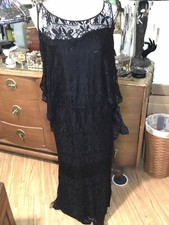 Antique Black Lace Edwardian Gothic Dress Formal Gown Prop Titanic READ
