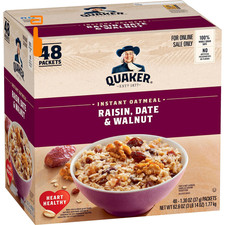 Quaker Instant Oatmeal, Raisin, Date and Walnut, 1.3 Ounce Pack of 48