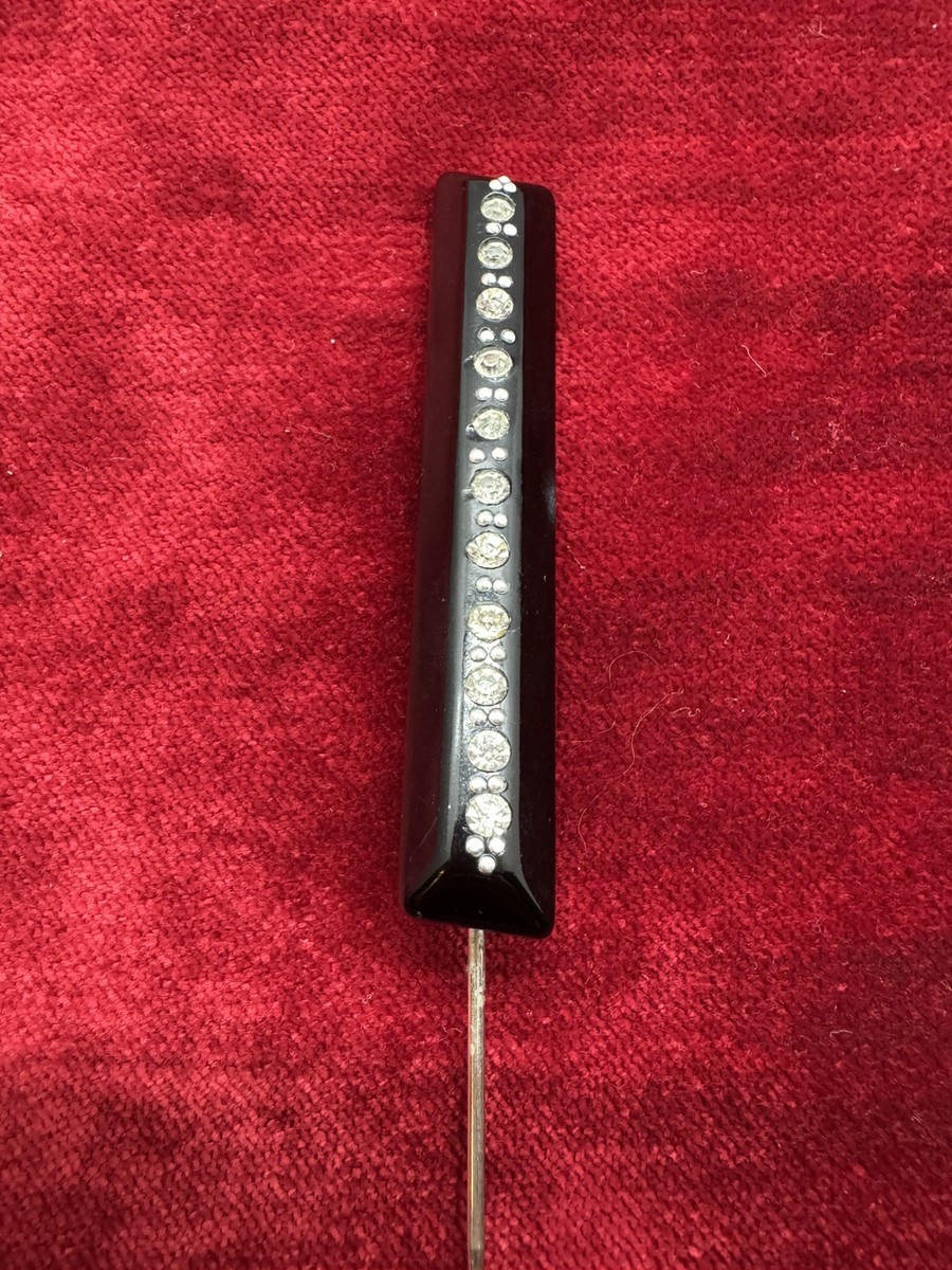Vintage Resin Rhinestones Art Deco Hat Pin 7 inches | eBay display picture 1
