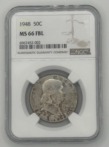1948 Franklin Half Dollar.  In NGC Holder.  MS 66 Full Bell Lines.