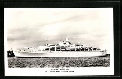 Passenger Ship Oriana Enters Port Postcard 