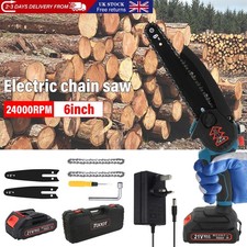 4000W Mini Chainsaw Cordless 6" Electric One-Hand Saw Wood Cutter + 21V Battery