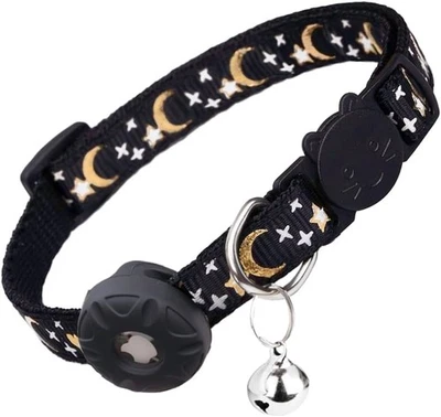 Random Airtag Cat Collar Breakaway, Cute Cat Collar with Bell[Black] - Image 1 of 4