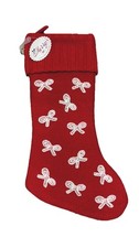 NEW Merry Way Red White Christmas Stocking Sequins Ribbons Holiday Decor