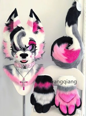Fursuit Long Fur Husky Fox Mascot Head Party Halloween Fur Cosplay-Promotion
