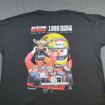 Vintage Ayrton Senna T-Shirt Reality Racing Team Driver Top F1 size 2XL  Black 