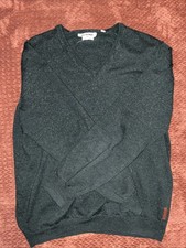Ben Sherman 100 Merino Wool V-Neck Sweater Mens XL Green Designer