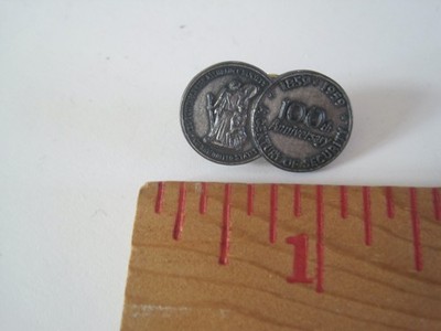 Equitable Life Insurance 100 Anniversary Pin Pewter Tone