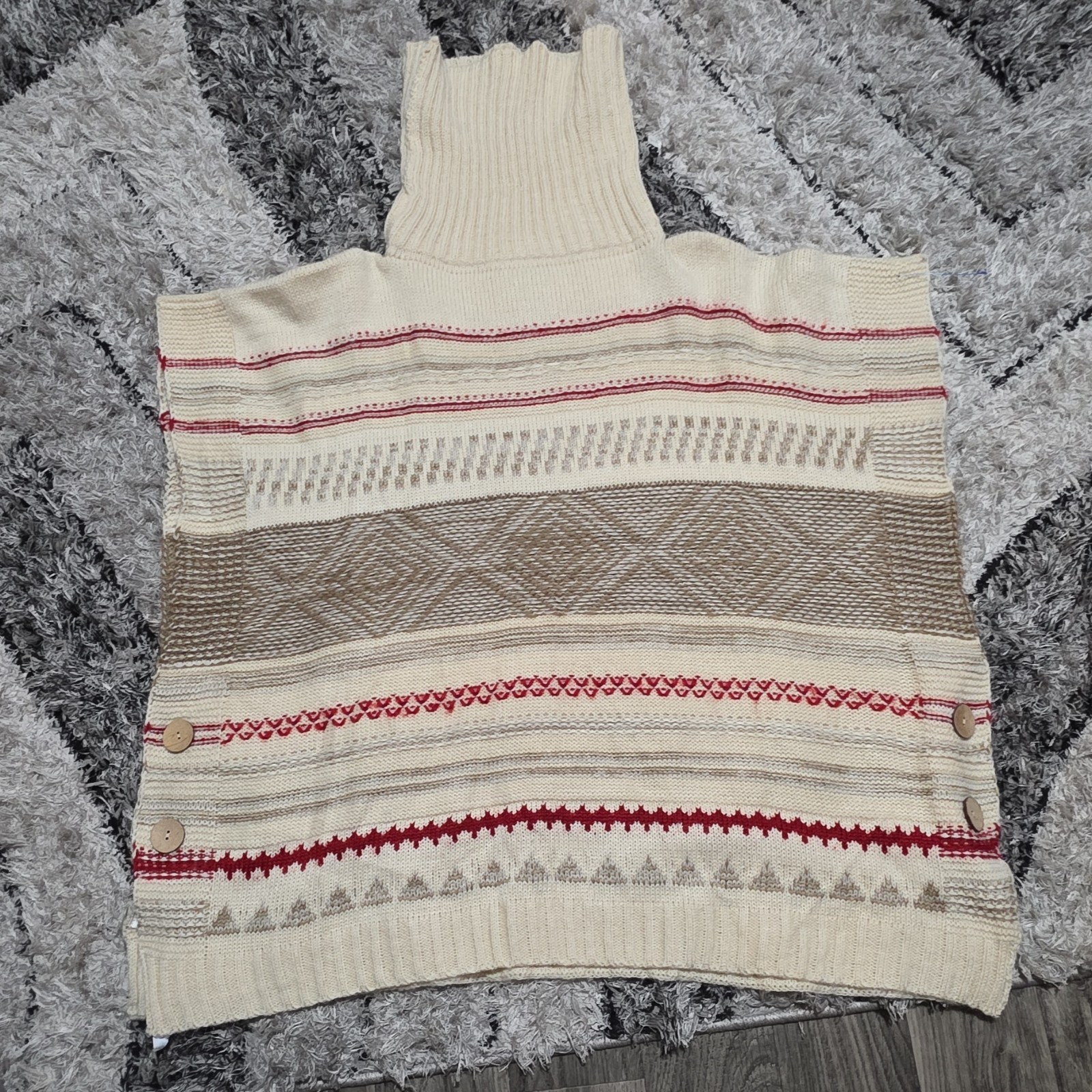 COCO + CARMEN Beige Patterned Knit Pullover Sweat… - image 1